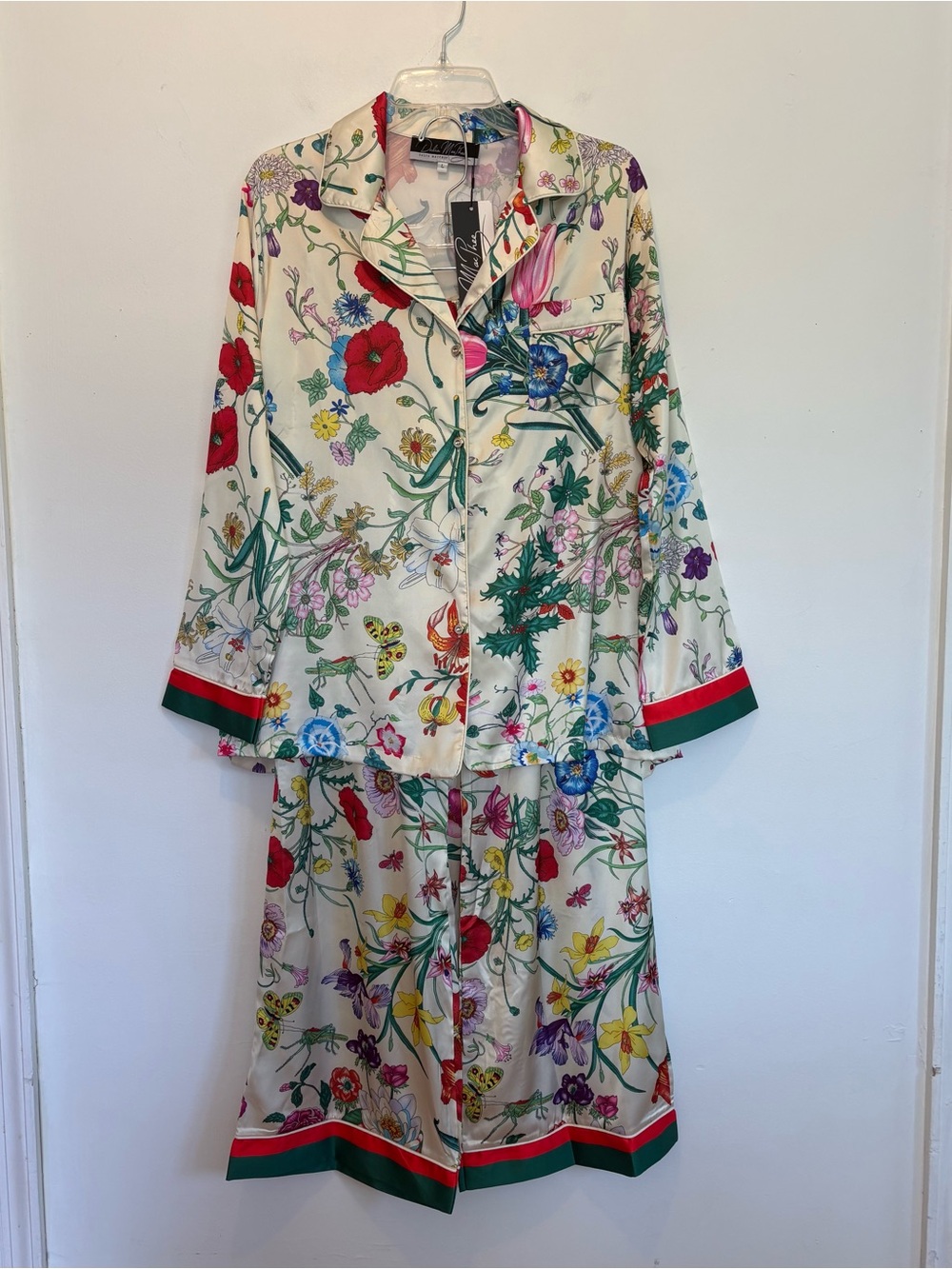 Dalia MacPhee Floral Satin Pajama Set Vibrant Botanical Bliss Medium Large